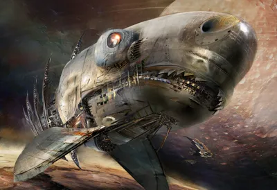 Epic Steampunk Wallpaper Space Wallpaper 4K 1920x1314 Steampunk, Shark, Spacecraft, With, Exposed, Gears, And, Portholes, Gliding, Through, Space, Sci, Gray, Landscape, Full HD