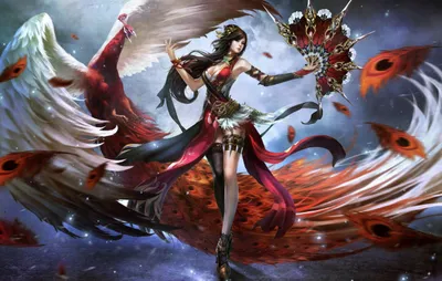 Dreamy Woman Wallpaper Fantasy Wallpaper 4K 5000x3180 A, Striking, Woman, Warrior, Adorned, With, Feathers, And, Peacock, Fan, Set, Against, Gray, Ultrawide, 4K