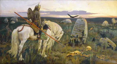 Crisp Fantasy Wallpaper Animals Wallpaper 4K 4411x2444 A, Fantasy, Warrior, On, White, Horse, Stands, Amidst, Gravestones, Skulls, Set, Against, Ultrawide, 4K