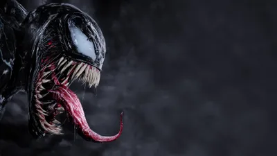 Venom Detailed Close Its Fearsome Black/Dark Wallpaper 4K 3840x2160 Hd, Desktop, Wallpaper:, Of, Venom, With, A, Detailed, Close-up, Fearsome, Head, Extended, Gray, Ultrawide, 4k