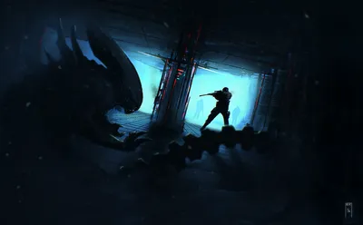Dark Sci Depicting Black/Dark Wallpaper 4K 1920x1190 Dark, Sci-fi, Hd, Desktop, Wallpaper, Depicting, A, Soldier, Confronting, Large, Alien, Creature, White, Ultrawide, Full HD