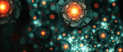 Golden Abstract Wallpaper Nature Wallpaper 4K 2560x1080 Abstract, Fractal, Design, Featuring, An, Orange, Flower-like, Center, Swirling, Blue, Elements, Glowing, Brown, Pink, Ultrawide, QHD