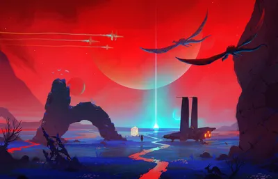 Calm Vibrant Wallpaper Space Wallpaper 4K 1920x1233 A, Vibrant, Hd, Sci-fi, Landscape, Wallpaper:, Featuring, Stream, Alien, Creatures, Spaceships, Planet, Red, Ultrawide, Full HD