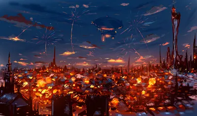 Vibrant Fantasy Landscape Dusk Sprawling Nature Wallpaper 4K 1920x1131 A, Vibrant, Fantasy, Landscape, At, Dusk, Featuring, Sprawling, City, Aglow, Lights, Fireworks, Brown, Ultrawide, Full HD