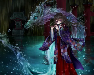 Captivating Fantasy Girl Playing Flute Fantasy Wallpaper 4K 1868x1481 A, Captivating, Fantasy, Scene, Features, Girl, Playing, Flute, Accompanied, Mystical, Dragon, Set, Gray, Brown, Square