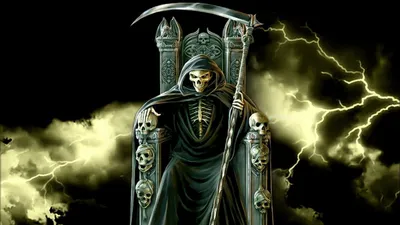 Sleek Dark Wallpaper Black/Dark Wallpaper 4K 1715x965 Hd, Desktop, Wallpaper, Featuring, A, Dark, Grim, Reaper, Seated, Throne, Adorned, Skulls, White, Gray, Ultrawide