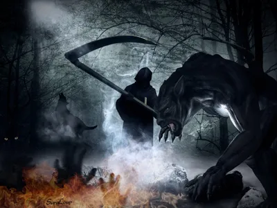 Dark Depicting Menacing Werewolf Black/Dark Wallpaper 4K 2048x1536 Dark, Hd, Pc, Desktop, Wallpaper, Depicting, A, Menacing, Werewolf, Hooded, Scythe-wielding, Figure, Gray, Landscape, Full HD