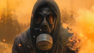 Dark Themed Figure Gas Black/Dark Wallpaper 4K 3306x1860 Dark-themed, Hd, Pc, Desktop, Wallpaper, Featuring, A, Figure, Gas, Mask, Hood, Surrounded, Purple, Orange, Ultrawide, QHD