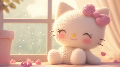 Adorable Anime Hello Kitty Abstract Wallpaper 4K 2912x1632 Hd, Desktop, Wallpaper:, Featuring, An, Adorable, Anime-style, Hello, Kitty, Smiling, Window, Falling, White, Ultrawide, QHD