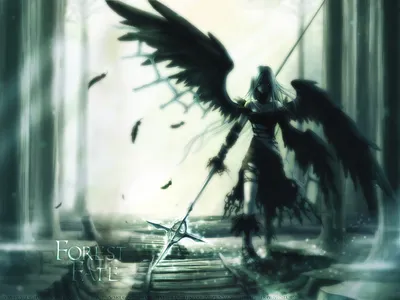 Gothic Anime Angel Dark Wings Black/Dark Wallpaper 4K 1920x1440 Hd, Desktop, Wallpaper:, Of, A, Gothic, Anime, Angel, Dark, Wings, Weapon, Standing, White, Landscape, Full HD