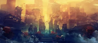 Dark Sci Wallpaper World Wallpaper 4K 6385x2829 Sci, Fi, City, Hd, Desktop, Orange, Purple, White, Ultrawide, 4K