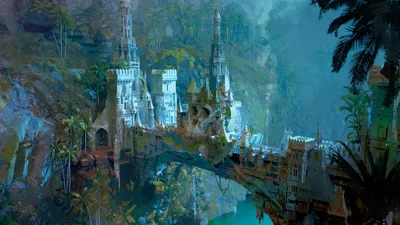 Dark Fantasy Wallpaper World Wallpaper 4K 2120x1192 Hd, Fantasy, Cityscape, Wallpaper, Showcasing, An, Ancient, Castle, Tall, Spires, Connected, Stone, Gray, Brown, Ultrawide, Full HD