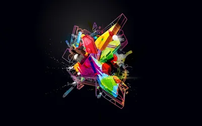 Vibrant Abstract Composition Colorful Geometric Wallpaper 4K, Abstract category