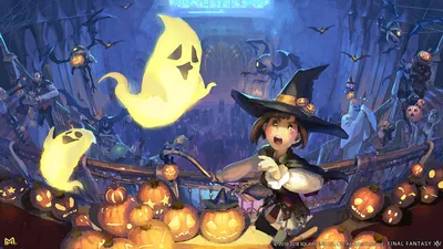 Final Fantasy Xiv Festive Fantasy Wallpaper 4K 1920x1080 Hd, (final, Fantasy, Xiv, Desktop, Wallpaper, Featuring, A, Festive, Halloween, Scene, Witch, White, Brown, Ultrawide, Full HD