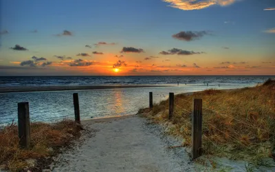 Vivid Nature Wallpaper Nature Wallpaper 4K 2560x1600 Nature, Sunset, Sandy, Coastal, Path, Framed, By, Wooden, Posts, Grassy, Dunes, Gray, Ultrawide, QHD