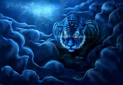 Vibrant Fantasy Wallpaper Nature Wallpaper 4K 3480x2408 Fantasy-themed, Hd, Desktop, Wallpaper, Featuring, A, Glowing, Blue, Tiger, Emerging, Mystical, Clouds, Red, Brown, Landscape, QHD