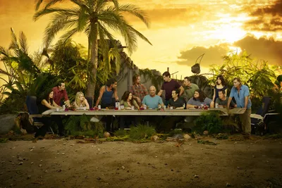 Cast Show Lost Nature Wallpaper 4K 3000x2000 A, Cast, Of, The, Tv, Show, Lost, Gathered, Around, Long, Table, Lush, White, Landscape, QHD
