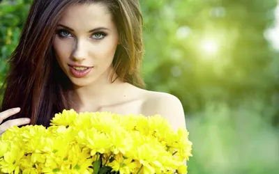 Woman Model Long Nature Wallpaper 4K 2560x1600 Hd, Desktop, Wallpaper, Featuring, A, Woman, Model, With, Long, Brown, Hair, Holding, White, Yellow, Ultrawide, QHD