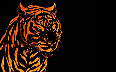Artistic Fiercely Detailed Orange Animals Wallpaper 4K 1920x1200 An, Artistic, Hd, Wallpaper, Featuring, A, Fiercely, Detailed, Orange, Black, Tiger, Against, Ultrawide, Full HD
