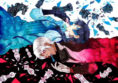 Anime Original Two Opposing Abstract Wallpaper 4K 1920x1351 Anime, Original, Hd, Pc, Desktop, Wallpaper, Two, Opposing, Characters, Back-to-back, Blue, Red, White, Landscape, Full HD
