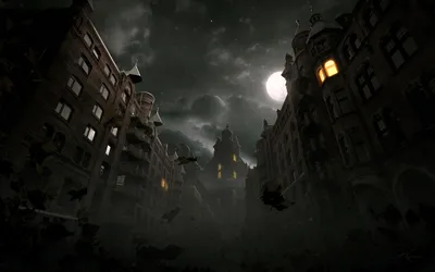 Serene Depicting Wallpaper Animals Wallpaper 4K 1920x1200 Hd, Desktop, Wallpaper:, Depicting, A, Dark, Eerie, Scene, Old, Buildings, Under, Moonlit, White, Ultrawide, Full HD