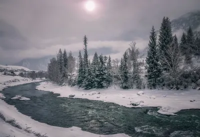 Nature Snow Winter Nature Wallpaper 4K 2048x1398 Nature, Snow, Winter, River, Hd, Desktop, Wallpaper, Gray, Landscape, Full HD