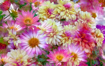 Misty Flower Wallpaper Nature Wallpaper 4K 1920x1200 Flower, Painting, Pink, Gray, Ultrawide, Full HD