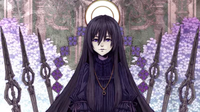 Bold Anime Wallpaper Black/Dark Wallpaper 4K 2600x1462 Anime, Original, 2k, Quad, Hd, Pc, Desktop, Wallpaper, Somber, Long-haired, Girl, Purple, White, Gray, Ultrawide, QHD