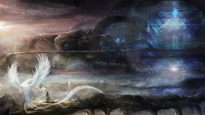 Dreamy Mystical Wallpaper Nature Wallpaper 4K 1920x1080 A, Mystical, Landscape, Featuring, Figure, And, Majestic, White, Creature, Amidst, Swirling, Clouds, Gray, Ultrawide, Full HD