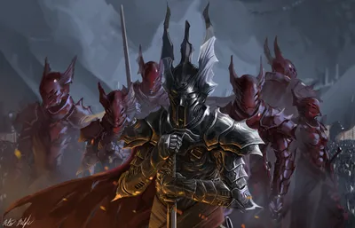 Vivid Fierce Wallpaper Fantasy Wallpaper 4K 2500x1606 A, Fierce, Knight, In, Dark, Armor, Holds, Sword, Standing, Boldly, Front, Menacing, Gray, Ultrawide, Full HD