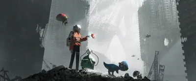 Golden Post Wallpaper Animals Wallpaper 4K 3840x1600 Post-apocalyptic, Anime, Scene, Featuring, A, Character, With, Bulbasaur, Blue, Dog-like, Creature, Amid, White, Ultrawide, 4k