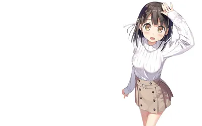 Anime Character Yui Hanasaka Abstract Wallpaper 4K 1920x1200 Anime, Character, Yui, Hanasaka, From, One, Room, Stands, Cheerfully, Stylish, Outfit, Against, White, Gray, Ultrawide, Full HD