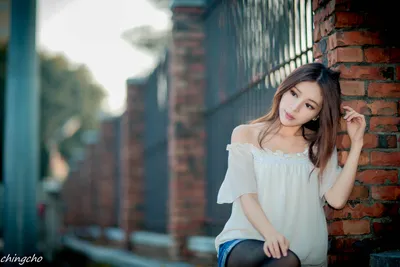 Brunette Asian Model Julie Chang Abstract Wallpaper 4K 5760x3840 A, Brunette, Asian, Model, Julie, Chang, Poses, Gracefully, Against, Brick, Wall, Showcasing, White, Gray, Landscape, 4k