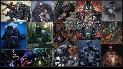Vibrant Collage Venom Abstract Wallpaper 4K 1920x1080 A, Vibrant, Hd, Pc, Desktop, Wallpaper, Collage, Featuring, Venom, Various, Intense, Comic-style, Gray, Ultrawide, Full HD