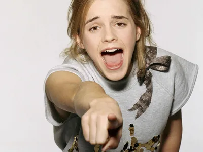 Definition Emma Watson Who Abstract Wallpaper 4K 1920x1440 A, High-definition, Desktop, Wallpaper, Featuring, Emma, Watson, Who, Pointing, Playfully, Towards, Camera, White, Landscape, Full HD