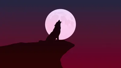 Silhouette Howling Wolf Cliff Glowing Minimal Wallpaper 4K 3840x2160 Silhouette, Of, A, Howling, Wolf, On, Cliff, Against, Glowing, Full, Moon, Minimalist, White, Ultrawide, 4k