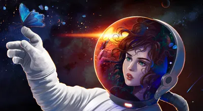 Vibrant Female Wallpaper Abstract Wallpaper 4K 3960x2160 Female, Astronaut, Touching, A, Shattering, Butteryfly, White, Ultrawide, 4K
