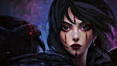 Fantasy Themed Woman Dark Fantasy Wallpaper 4K 1920x1081 A, Striking, Fantasy-themed, Hd, Desktop, Wallpaper, Featuring, Woman, Dark, Hair, Dramatic, Makeup, Gray, Ultrawide, Full HD