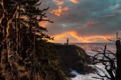Ocean Sunset Landscape Tree Nature Wallpaper 4K 2729x1816 Ocean, Sunset, Landscape, Tree, Man, Made, Lighthouse, Hd, Desktop, Gray, Brown, Ultrawide, QHD