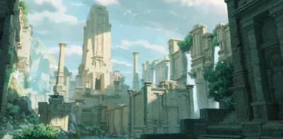 Vibrant Fantasy Wallpaper Nature Wallpaper 4K 3840x1885 Hd, Pc, Desktop, Wallpaper, Of, A, Fantasy, City, Towering, Stone, Structures, Ancient, White, Gray, Ultrawide, 4K
