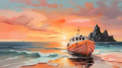 Boat Drawing Abstract Abstract Wallpaper 4K 1920x1080 Boat, Drawing, Gray, Orange, Ultrawide, Full HD