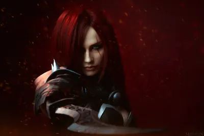 Bright Woman Wallpaper Black/Dark Wallpaper 4K 2560x1708 Hd, Desktop, Wallpaper, Featuring, A, Woman, With, Red, Hair, Cosplaying, Katarina, League, Brown, Gray, Landscape, QHD