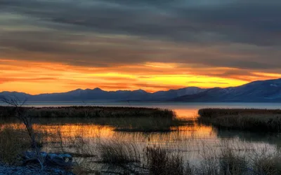 Fall Evening Utah Lake Nature Wallpaper 4K 1920x1200 Fall, Evening, Utah, Lake, Orange, Brown, Ultrawide, Full HD