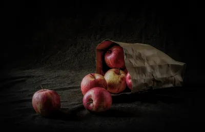 Food Red Apples Spilling Crumpled Black/Dark Wallpaper 4K 4568x2964 4k, Ultra, Hd, Pc, Desktop, Wallpaper, Food, Red, Apples, Spilling, Brown, Black, Ultrawide