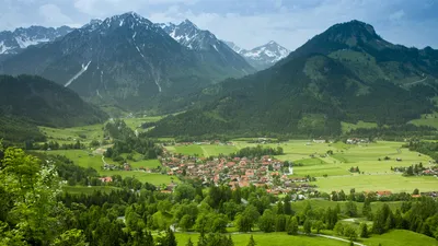 Serene Depicting Wallpaper Nature Wallpaper 4K 1920x1080 Hd, Desktop, Wallpaper, Depicting, A, Man-made, Village, Nestled, Lush, Green, Valley, Surrounded, White, Gray, Ultrawide, Full HD