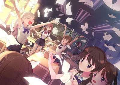 Bright Anime Wallpaper Abstract Wallpaper 4K 1920x1357 Hd, Anime-style, Original, Artwork, Depicting, Energetic, Schoolgirls, Amidst, Flying, Papers, Brightly, Lit, White, Brown, Landscape, Full HD