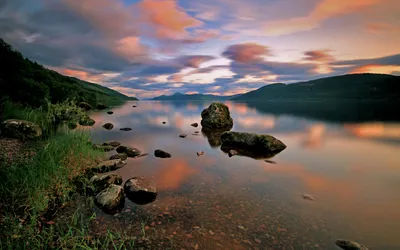 Tranquil Lake Sunset Calm Water Nature Wallpaper 4K 1920x1200 Hd, Desktop, Wallpaper, Of, A, Tranquil, Lake, At, Sunset, Featuring, Calm, Water, Gray, Ultrawide, Full HD