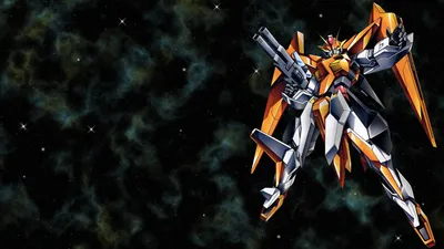 Anime Gundam Orange Space Wallpaper 4K 1920x1080 Anime, Gundam, Hd, Pc, Desktop, Wallpaper, Orange-and-white, Mobile, Suit, Mech, Posed, Right, Black, White, Gray, Ultrawide, Full HD