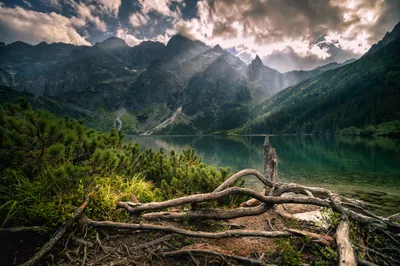 Moody Serene Wallpaper Nature Wallpaper 4K 2048x1366 Hd, Desktop, Wallpaper, Of, A, Serene, Mountain, Lake, Surrounded, Lush, Greenery, Dramatic, White, Gray, Landscape, Full HD