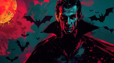 Golden Vampire Wallpaper Black/Dark Wallpaper 4K 2912x1632 Hd, Vampire-themed, Desktop, Wallpaper, Featuring, A, Dramatic, Dark, Vampire, Figure, Bats, Red, Ultrawide, QHD